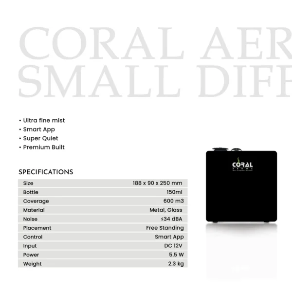 Specifications of Aeroscent Small Diffuser Machine